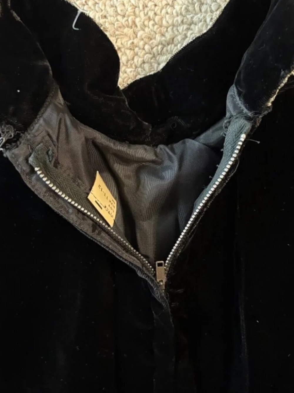 Vintage 70s Black Velvet Column Dress Silver Beaded Mod Evening Gown Glam Chic - Picture 8 of 14
